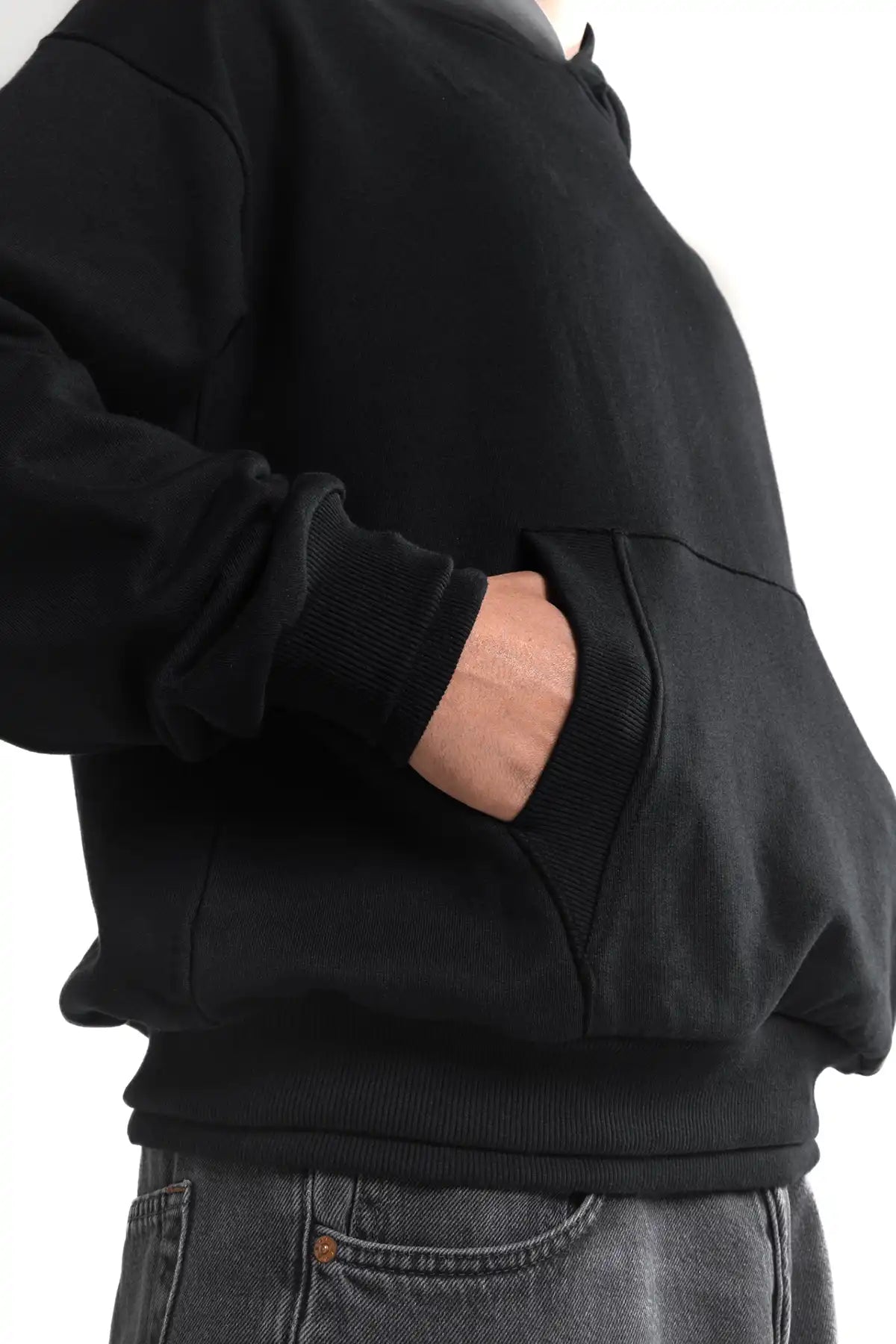 Leicht cropped Hoodie, doppelte Kapuze, French Terry