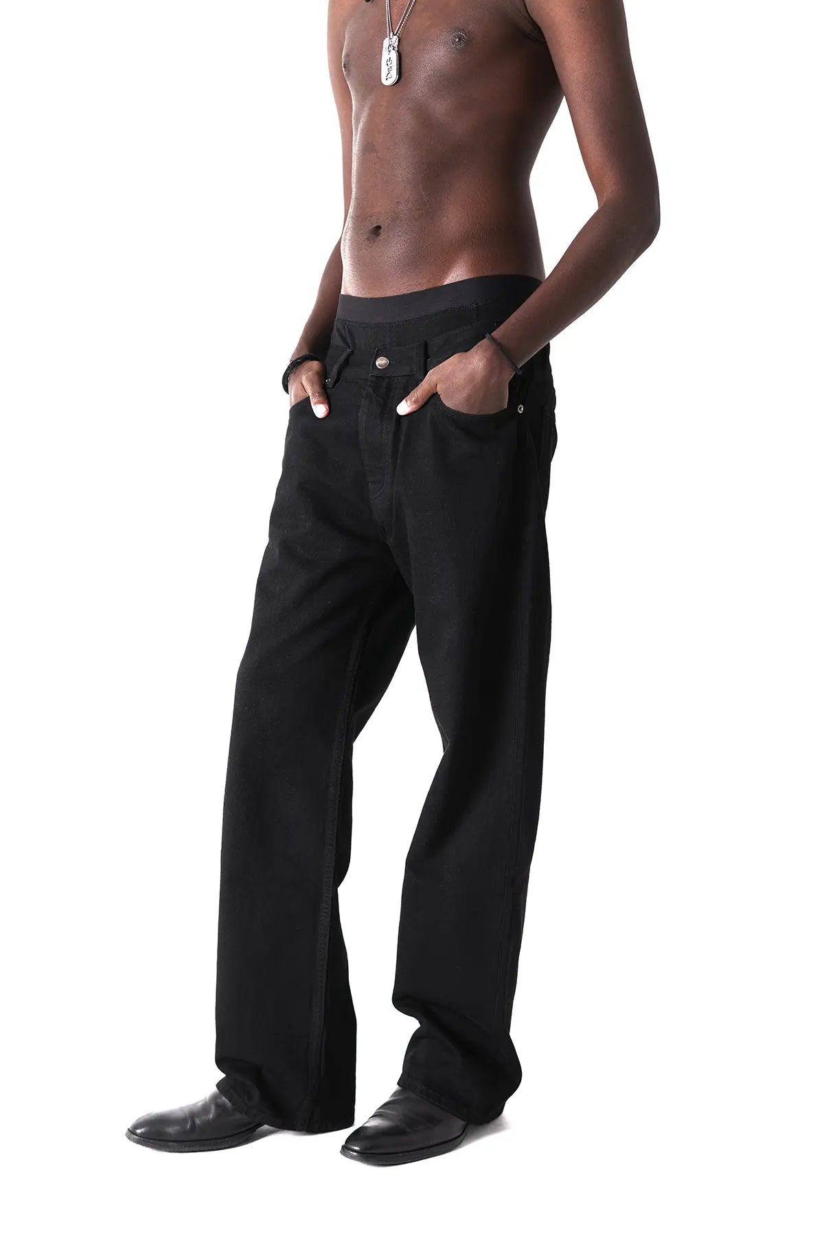 BLACK SELVEDGE ZIPPER DENIM