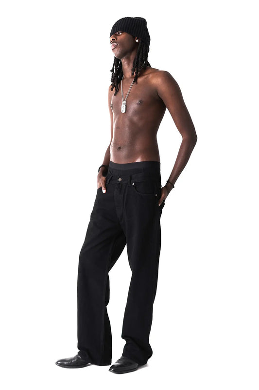 BLACK SELVEDGE ZIPPER DENIM